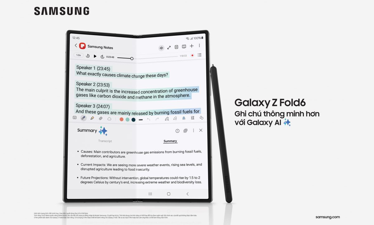 Trợ lý Note quyền năng của Galaxy Z Fold6