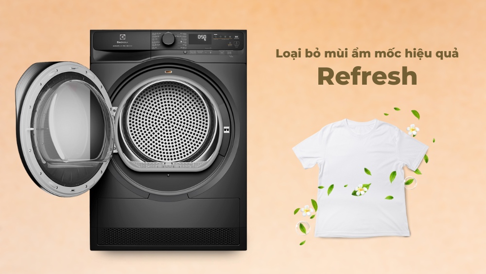 Chế độ Refresh loại bỏ mùi ẩm mốc trên quần áo