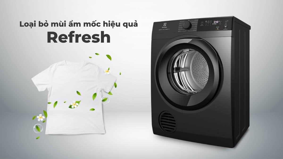 Chế độ Refresh loại bỏ mùi ẩm mốc trong quần áo