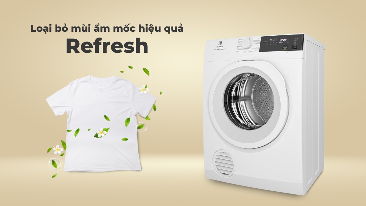 Chế độ Refresh loại bỏ mùi ẩm mốc trên quần áo