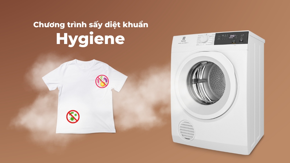 Chương trình sấy Hygiene diệt khuẩn mạnh mẽ cho quần áo