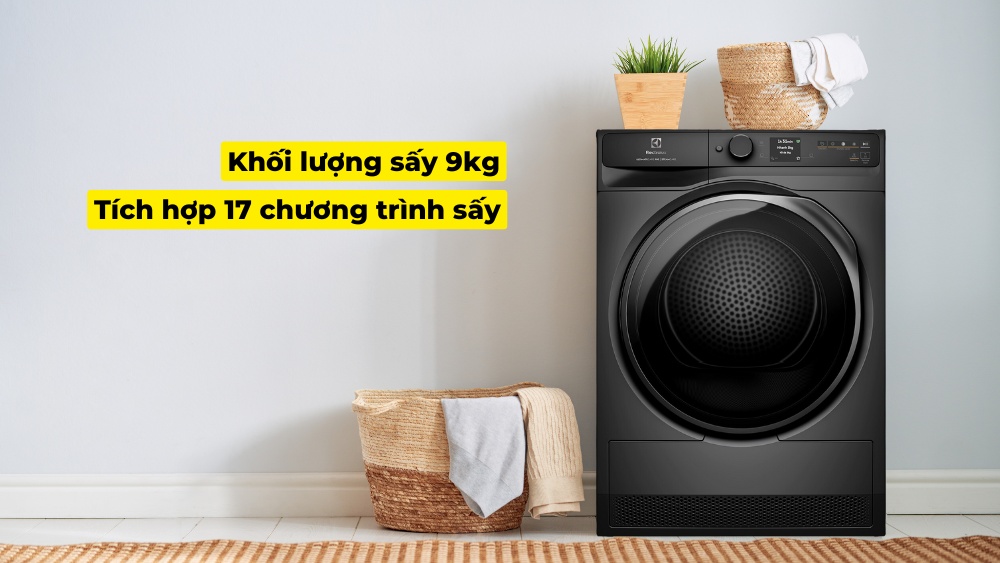 Máy có khối lượng sấy lớn đi cùng 17 chương trình sấy tiện lợi