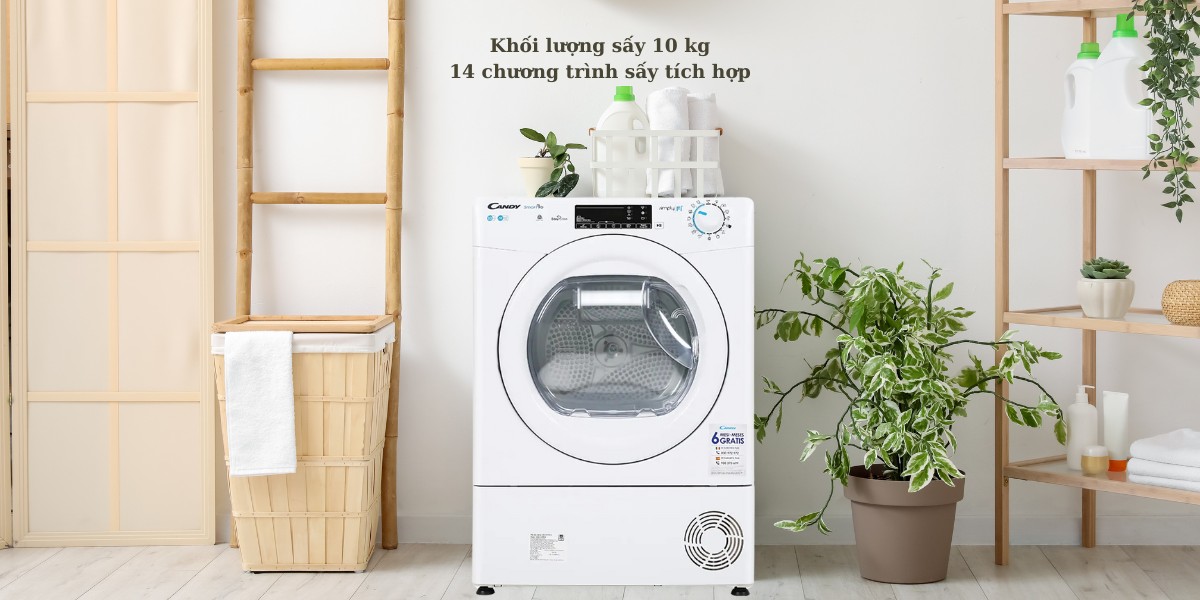 Khối lượng sấy 10kg phù hợp với những hộ gia đình có từ 5 - 7 thành viên