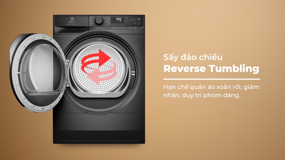 Công nghệ sấy đảo chiều Reverse Tumbling bảo vệ quần áo khói xoắn rối