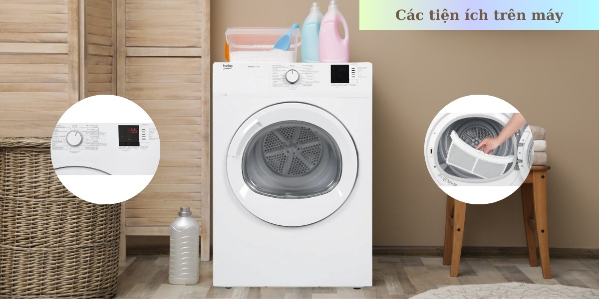 Các tiện ích trên máy sấy thông hơi Beko DA8112RX0W