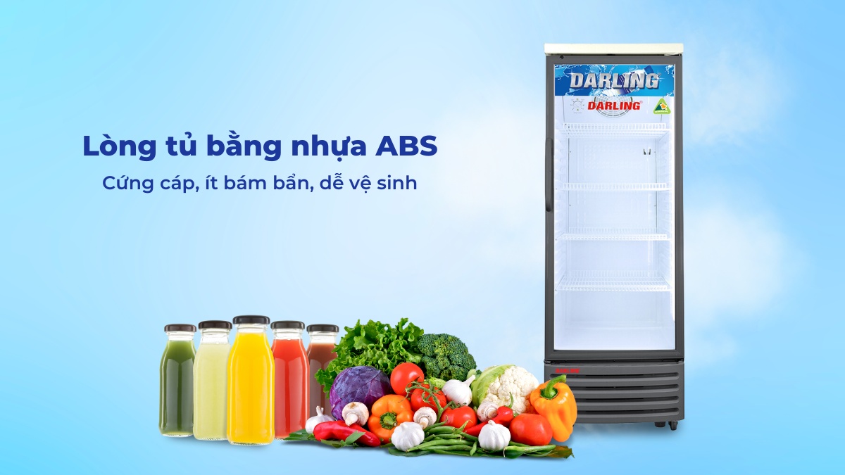 Lòng tủ bằng nhựa ABS cứng cáp, dễ vệ sinh định kỳ