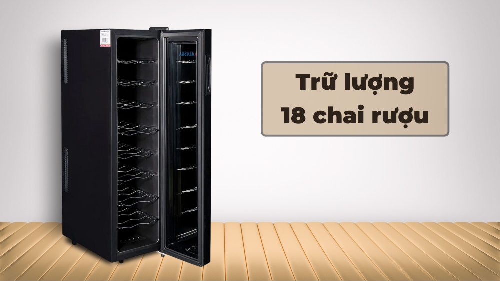 Trữ lượng lưu trữ lên đến 18 chai rượu