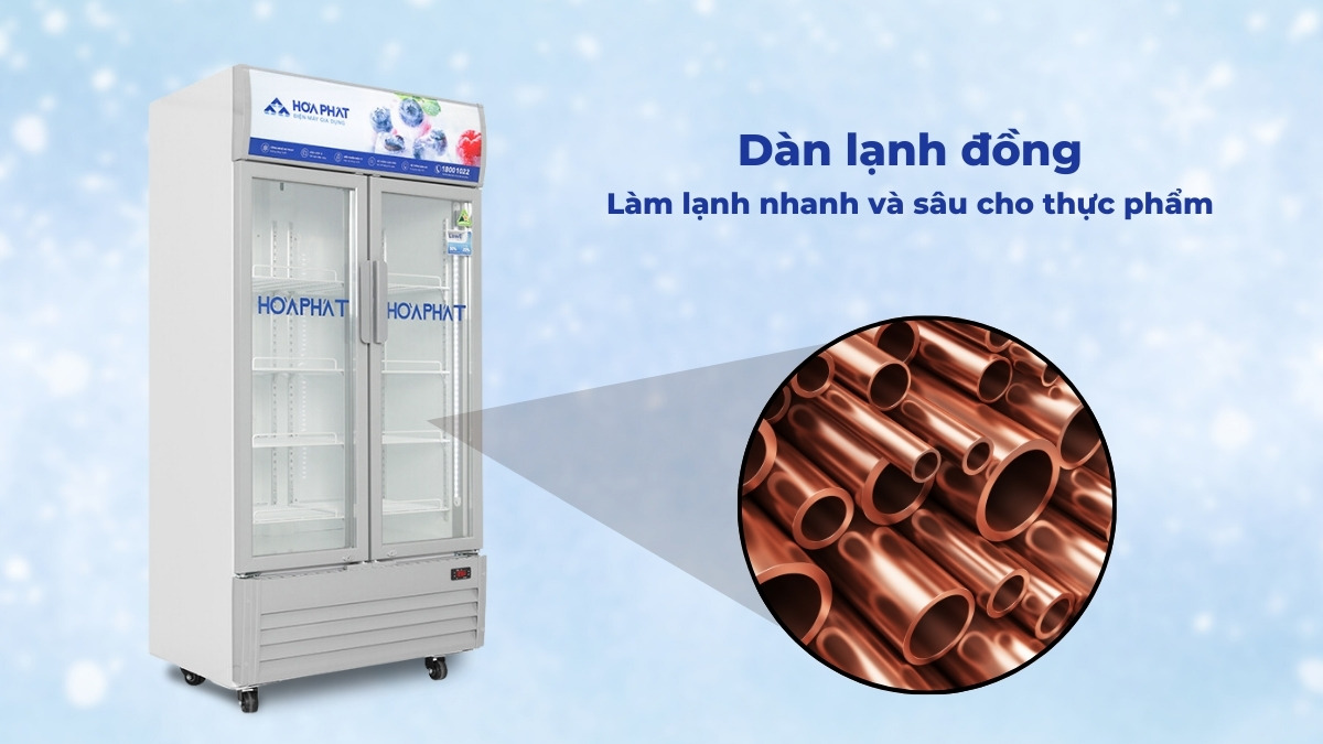 Dàn lạnh bằng đồng giúp thiết bị làm lạnh nhanh và ổn định