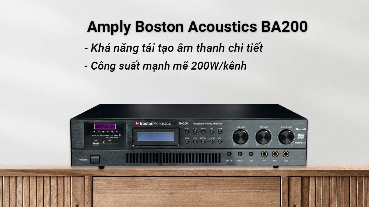 Amply Boston Acoustics BA200 có chất lượng âm thanh trong trẻo