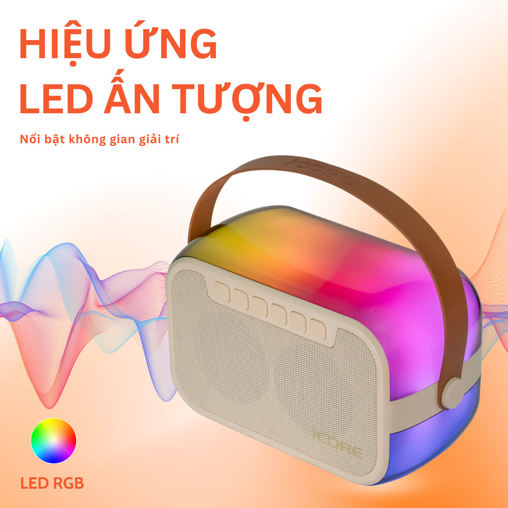 Đèn LED trên loa Karaoke Mini Bluetooth iCore ISM69