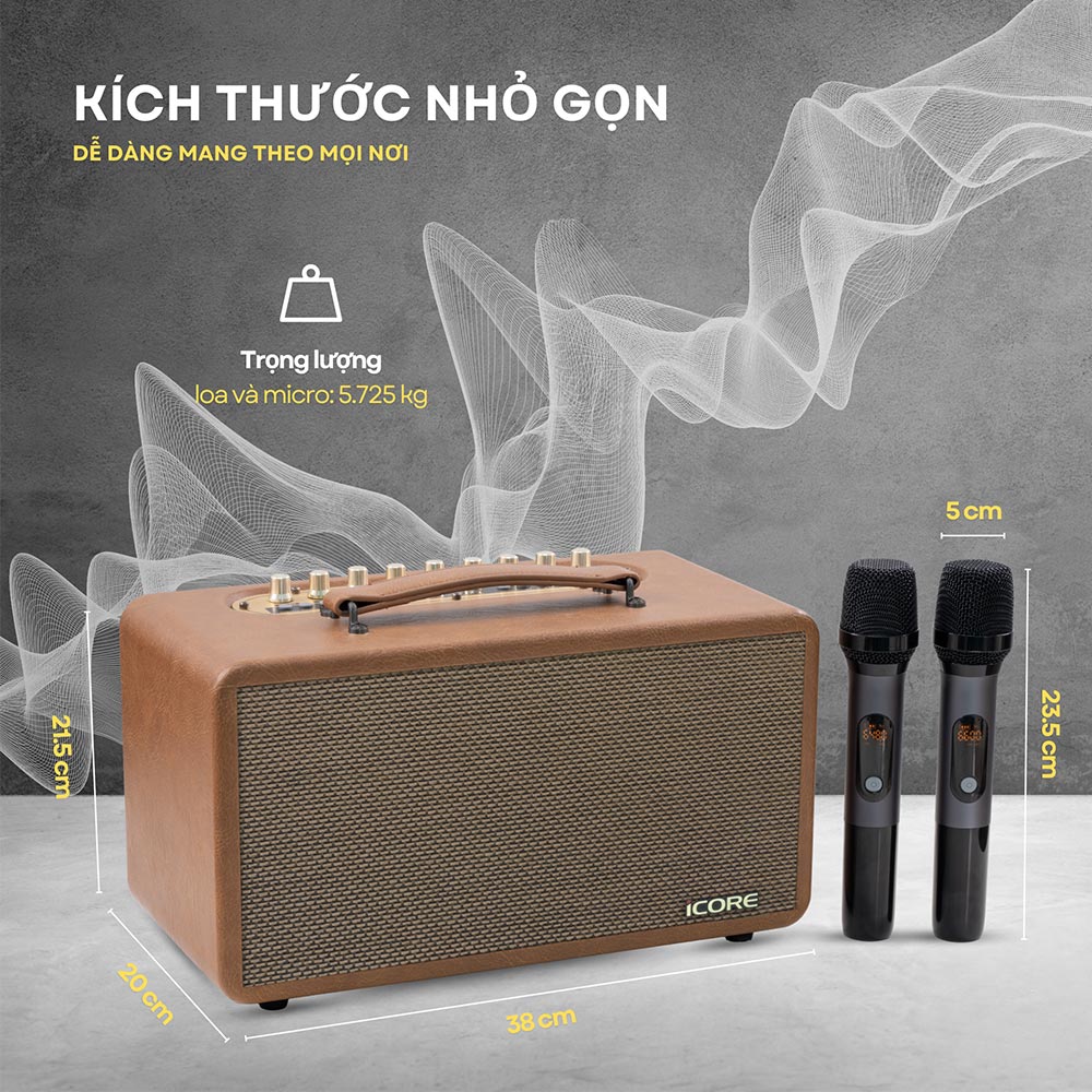 Kích thước loa Karaoke xách tay iCore P8