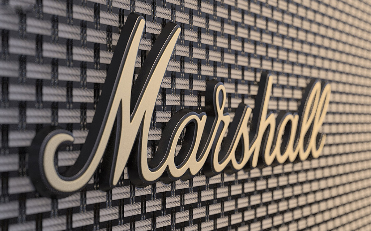 Logo Marshall ở mặt trước của loa Woburn II