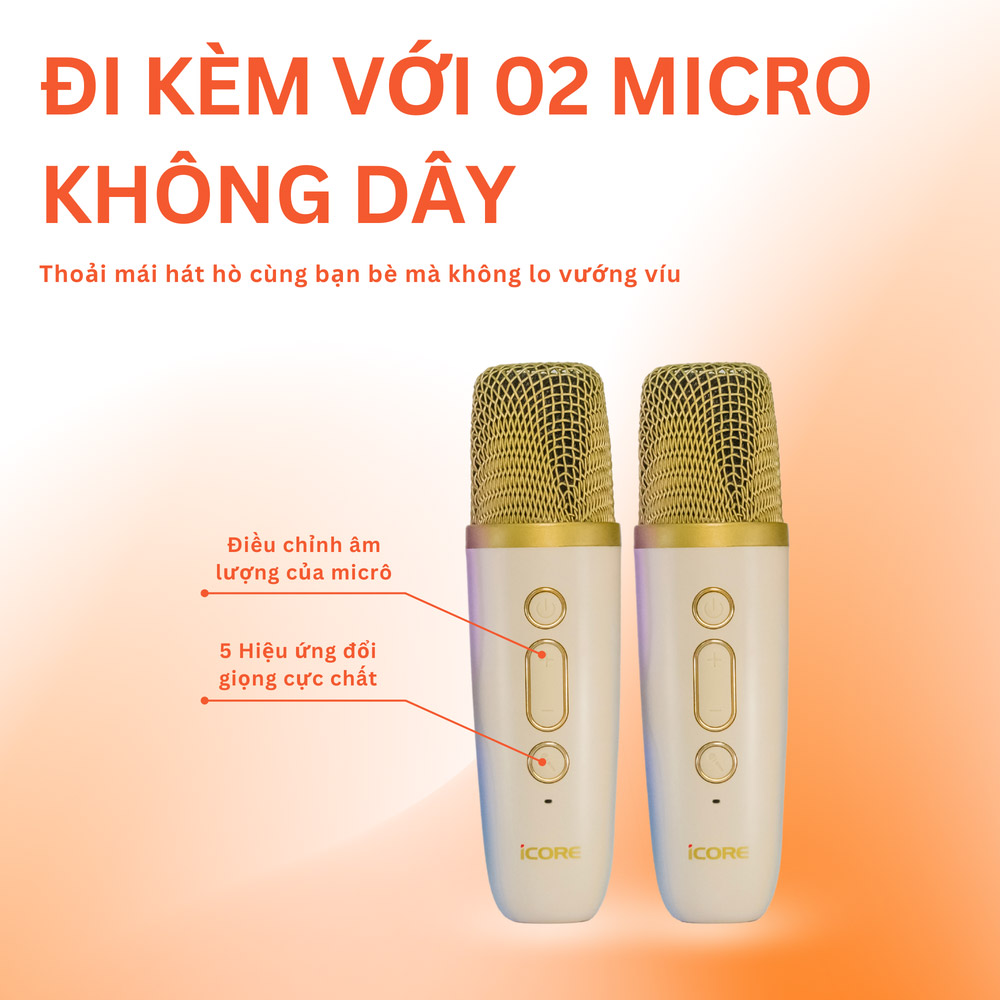 Micro đi kèm loa Karaoke Mini Bluetooth iCore ISM69