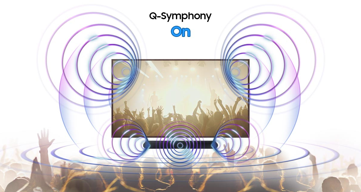 Công nghệ Q-Symphony giúp đồng bộ âm thanh từ loa với tivi Samsung