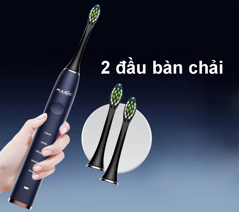 2 đầu bàn chải điện Magic Eco Pro-50 tiện sử dụng và thay thế