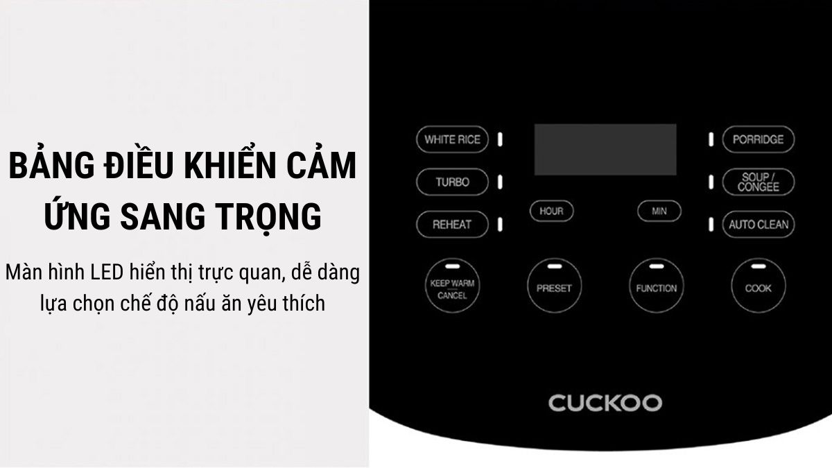Cuckoo CR-1050F/SIBKCRVNCV có bảng điều khiển cảm ứng đơn giản
