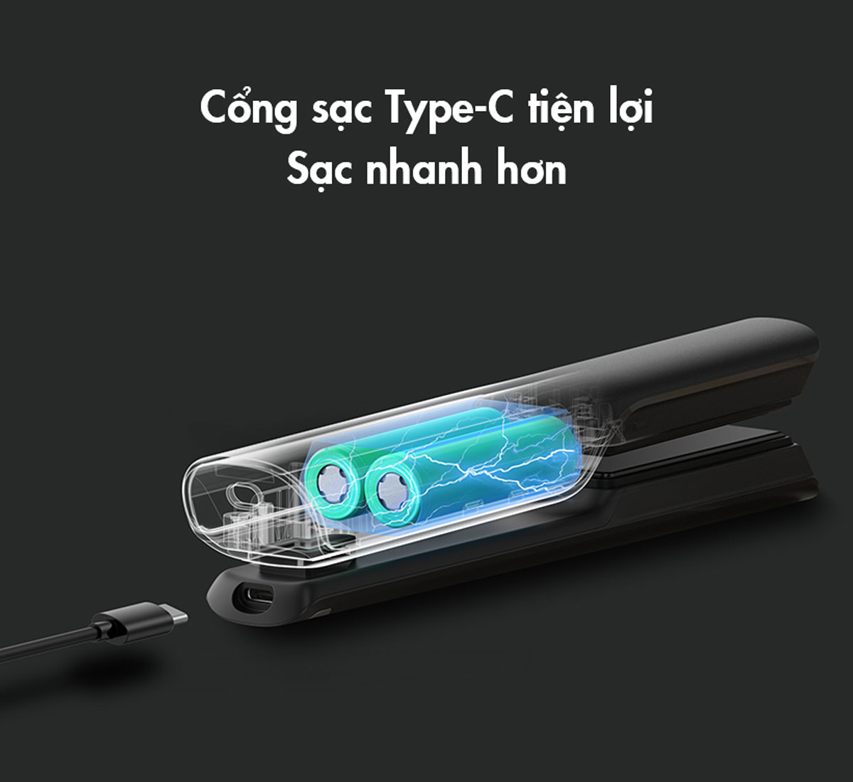 Dung lượng pin 2500mAh, cổng sạc Type-C tiện lợi