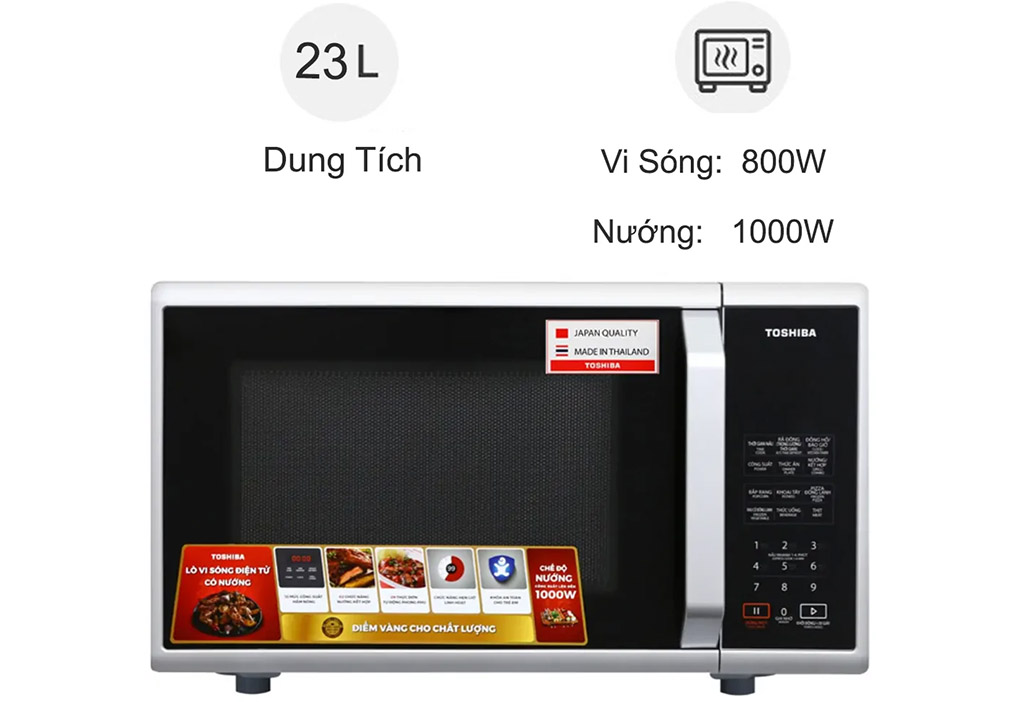 Lò vi sóng Toshiba ER-SGS23(S1)VN 23 lít kiểu dáng nhỏ gọn