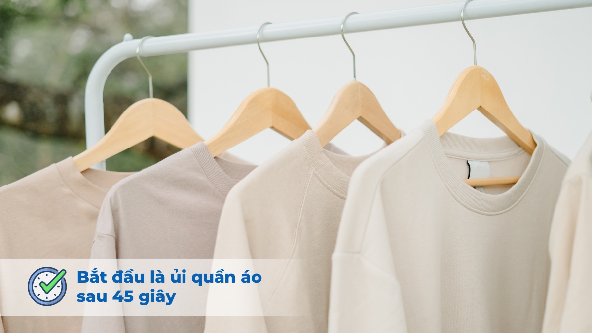 Bàn ủi làm nóng nhanh cho phép người dùng sử dụng sau 45 giây