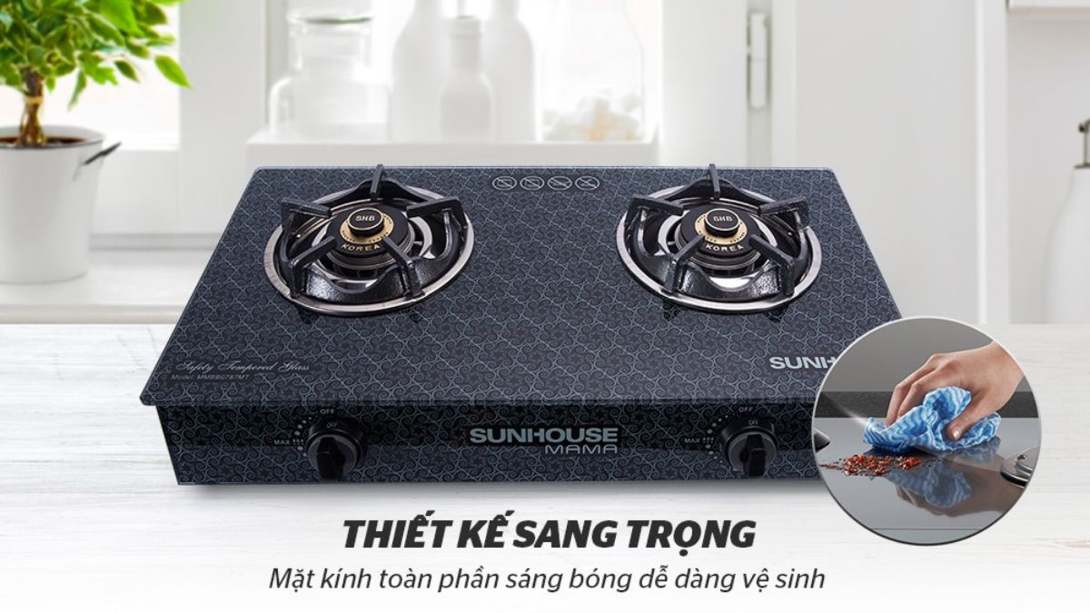 Bếp gas đôi Sunhouse Mama MMBB0787MT có kiểu dáng hiện đại