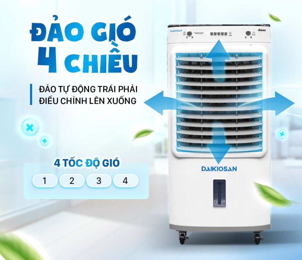 Chế độ đảo gió 4 chiều trái - phải, điều chỉnh lên xuống