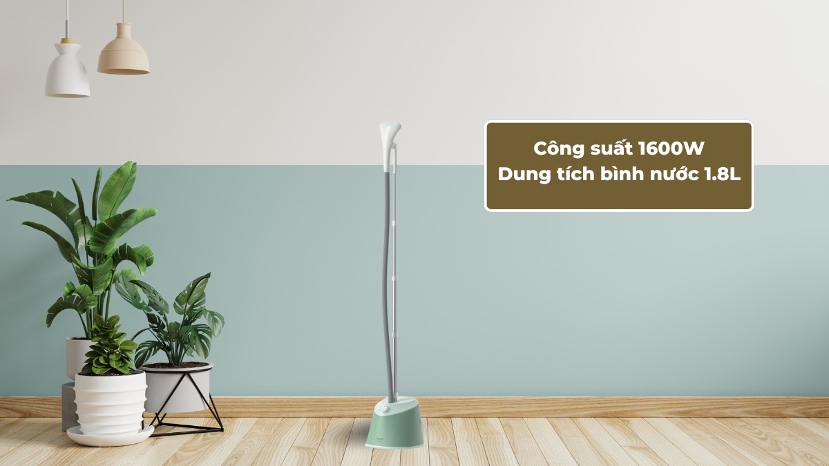 Công suất mạnh mẽ, bình chứa nước lớn hỗ trợ ủi đồ nhanh chóng