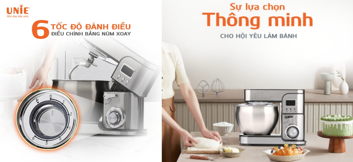 Dễ dàng điều chỉnh 6 tốc độ đánh bằng núm xoay