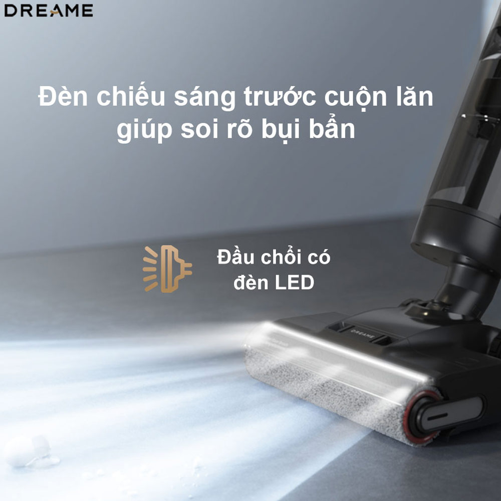 Dreame H13PRO trang bị đèn LED chiếu sáng trước cuộn lăn 