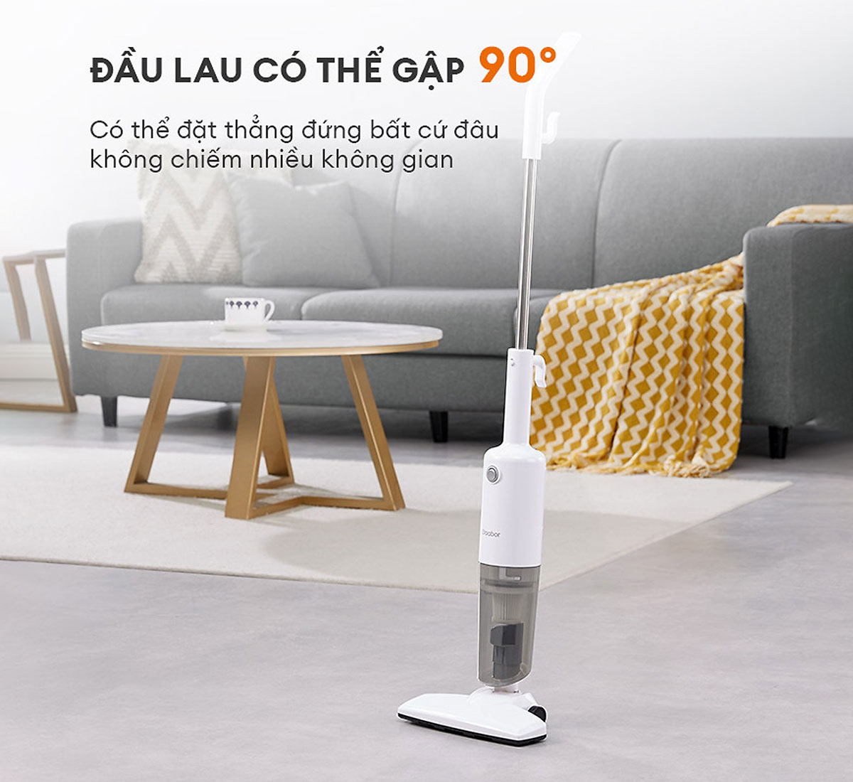 Gaabor VCW14M-WH01B có đầu chổi gập 90 độ linh hoạt