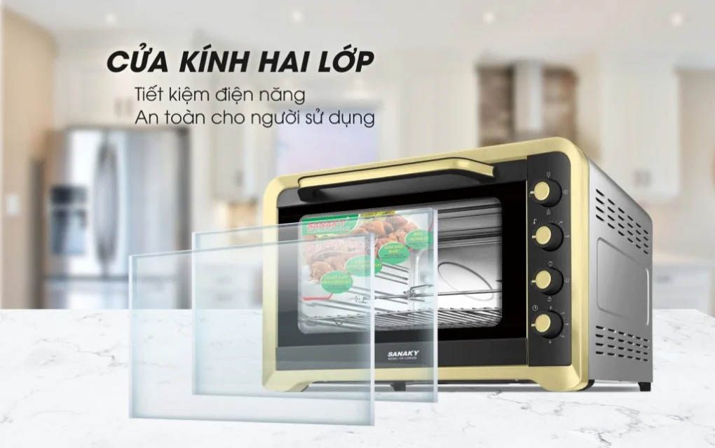 Lò nướng Sanaky VH-129S2D 120 lít tích hợp cửa kính 2 lớp