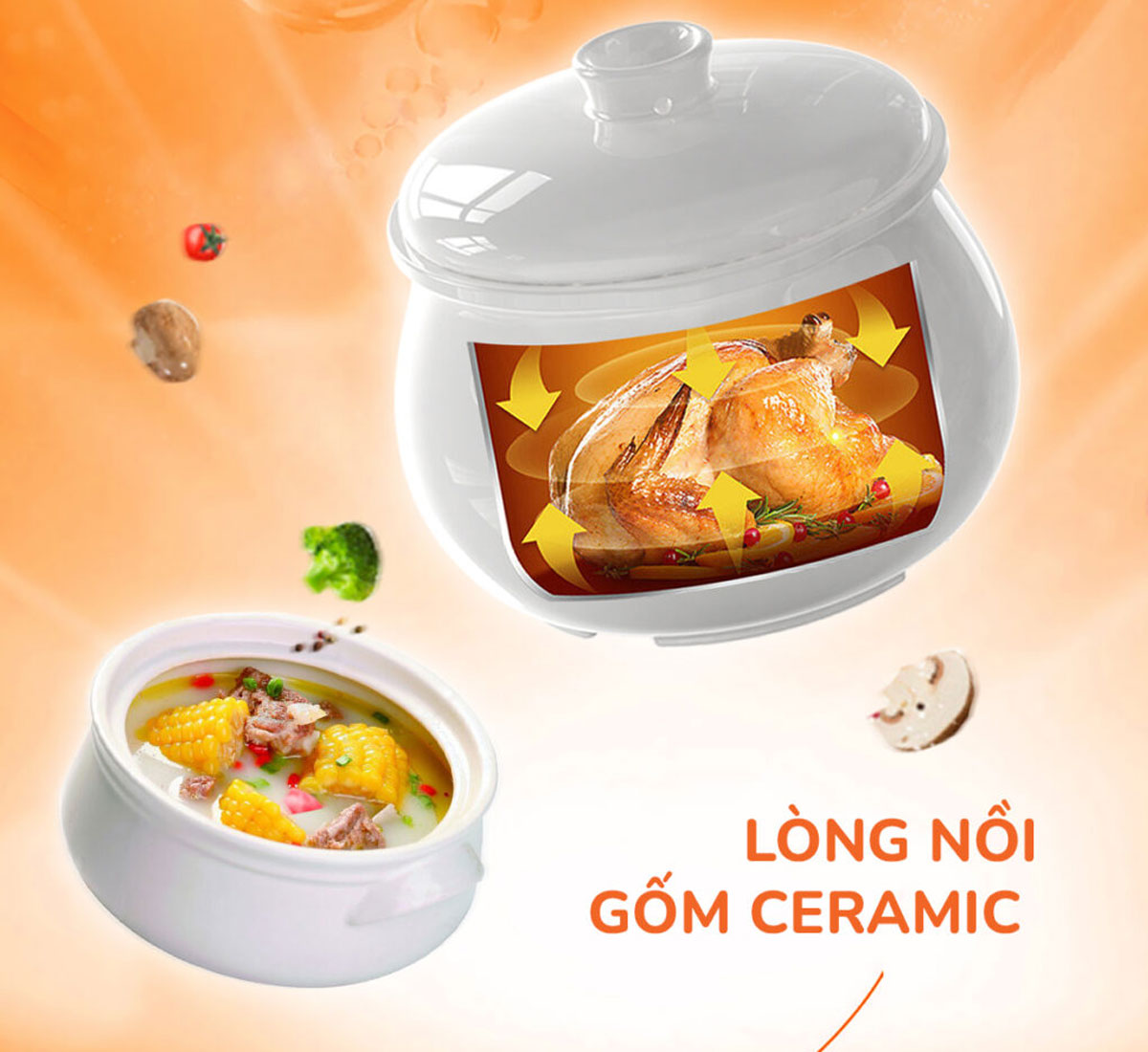 Lòng nồi bằng gốm ceramic chống dính tốt