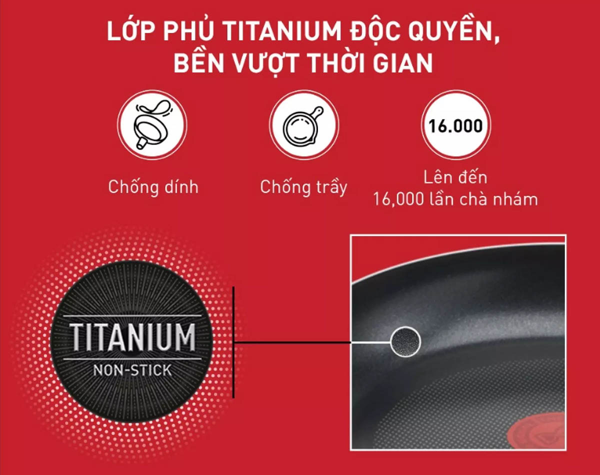 Lớp phủ chống dính Titanium cao cấp