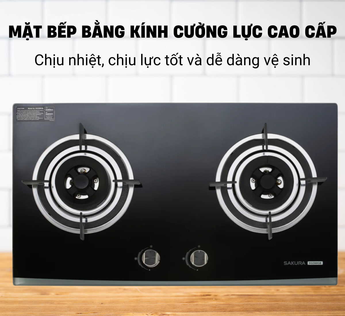 Mặt bếp Sakura SG-2568GB bằng kính cường lực cao cấp