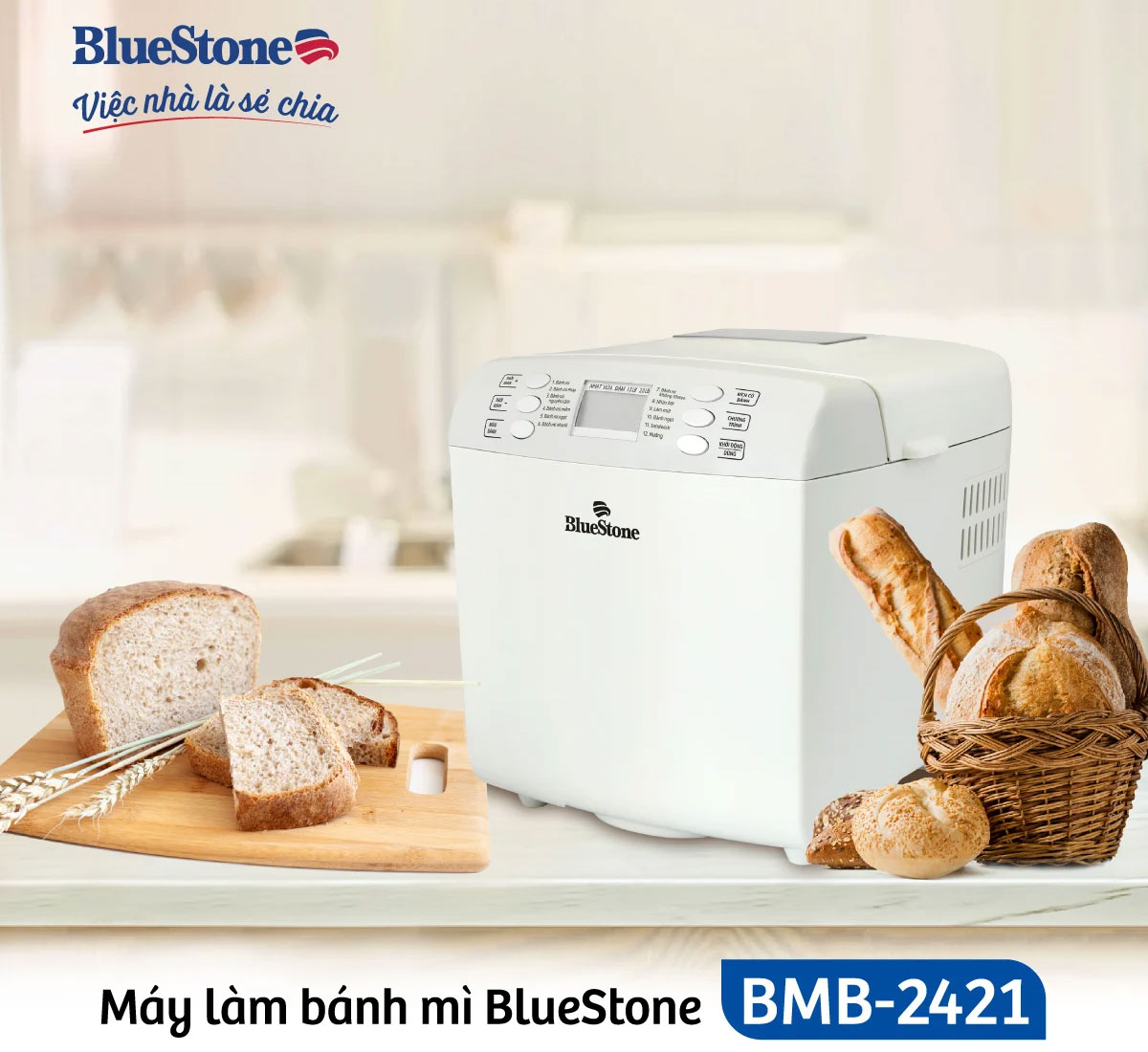 Máy làm bánh mì BlueStone BMB-2421 thiết kế nhỏ gọn