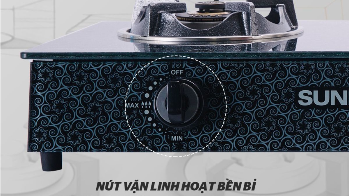 Nút xoay cơ bật tắt đơn giản cùng 2 lò nấu tiện lợi