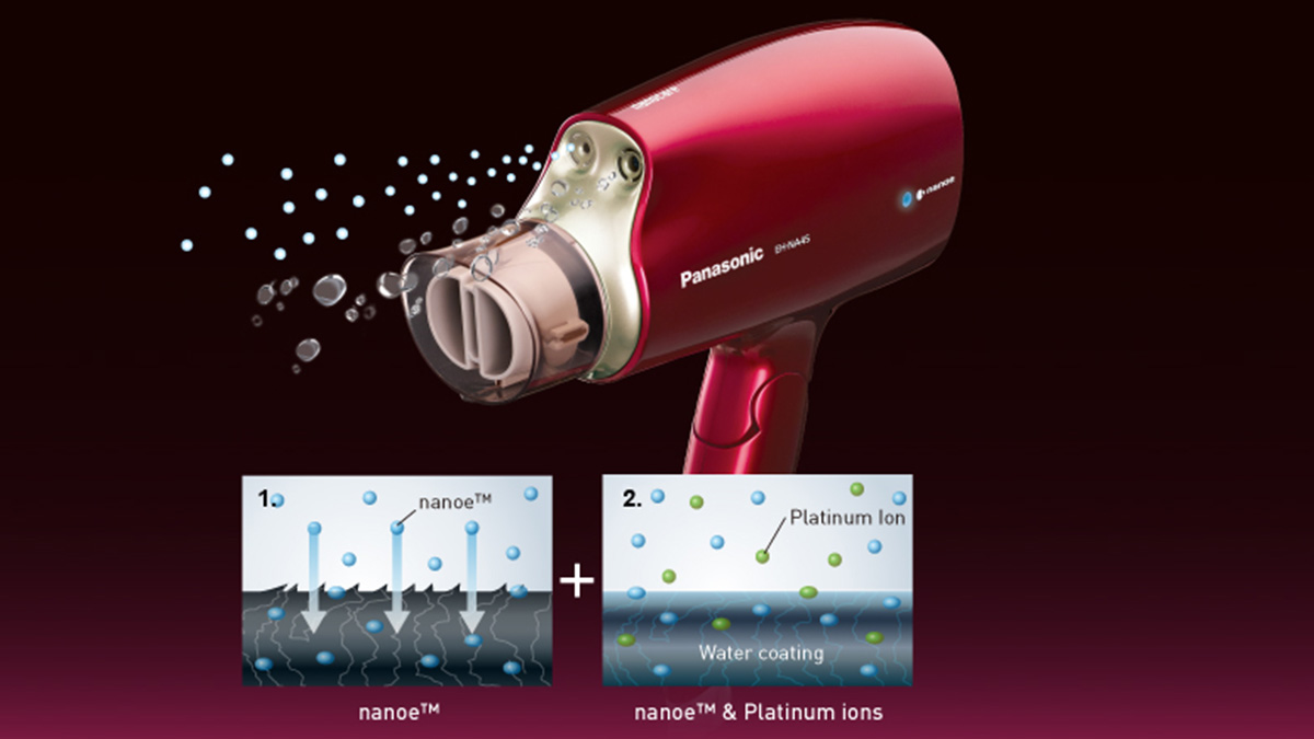 Panasonic EH-NA45RP645 trang bị công nghệ Nano và Platinum ion giữ ẩm cho tóc