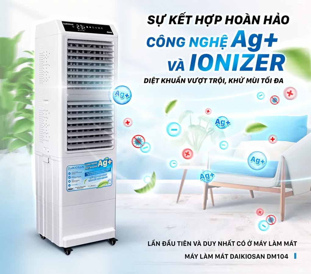 Quạt điều hòa Daikiosan DM104 tích hợp công nghệ ion âm và Ag+