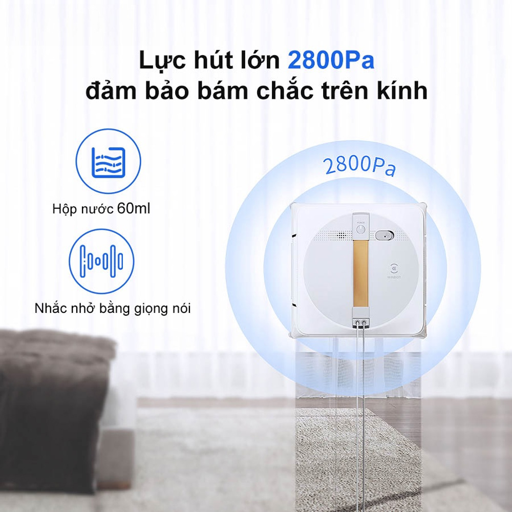 Robot Ecovacs Winbot W1 Pro lực hút 2800Pa