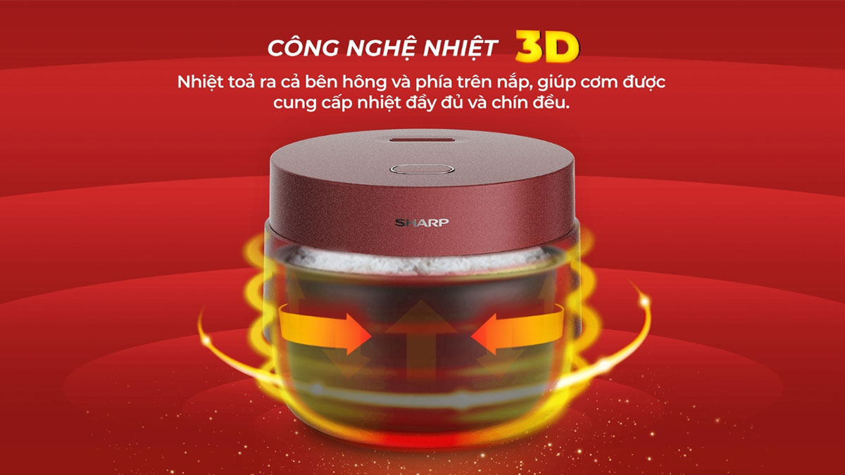 Sharp KS-COM100DV-RD trang bị công nghệ nhiệt 3D tiên tiến