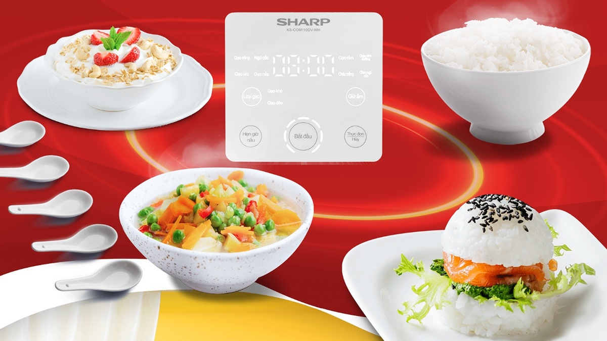 Sharp KS-COM110DV-WH có bảng điều khiển cảm ứng và nút nhấn dễ dùng