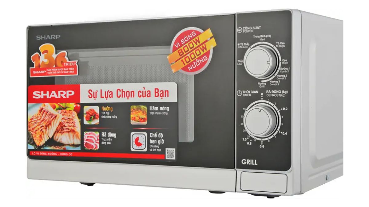 Sharp R-G222VN-S hoạt động với công suất mạnh mẽ