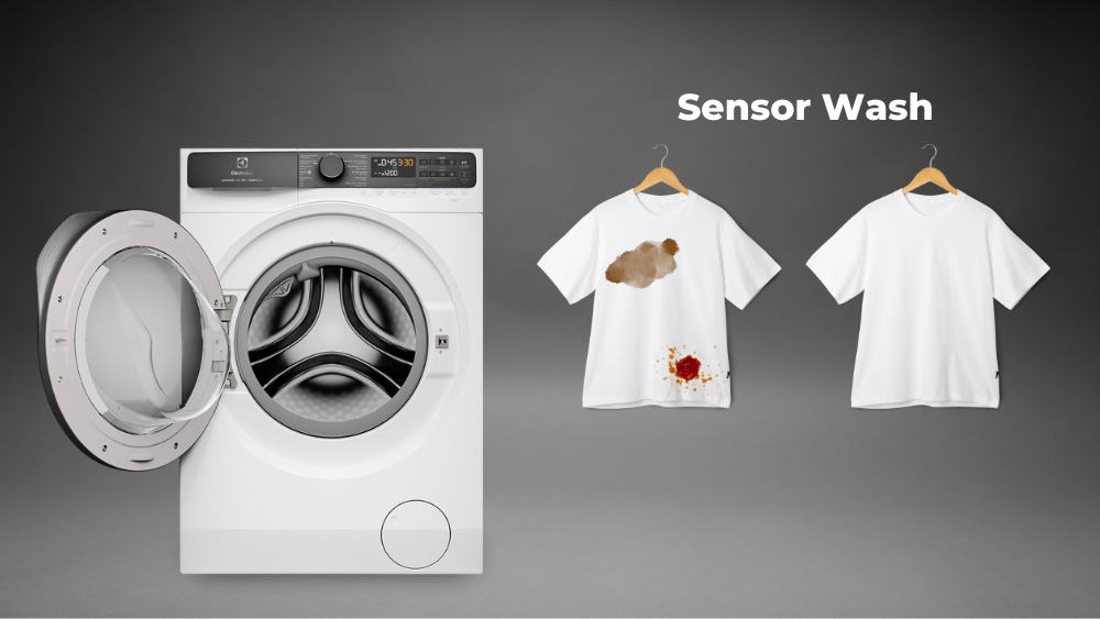 Cảm biến Sensor Wash hỗ trợ loại bỏ nhiều vết bẩn hiệu quả