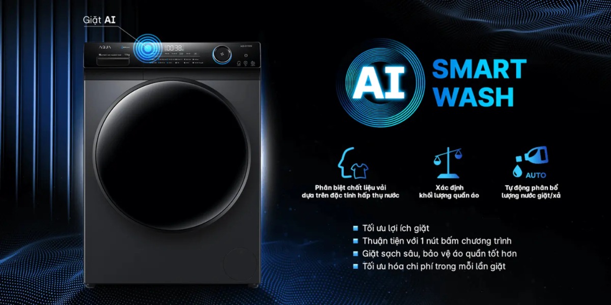 Công nghệ giặt thông minh AI Smart Wash với 1 nút bấm thuận tiện