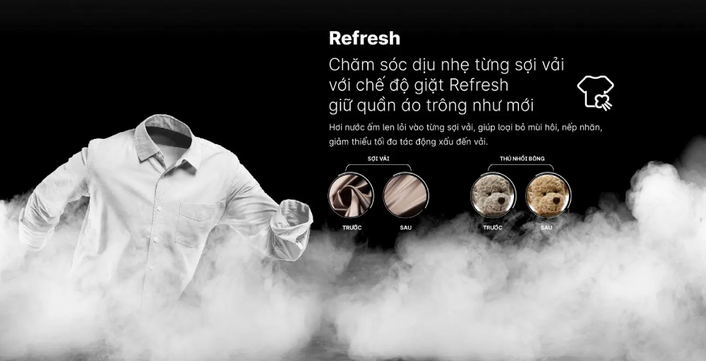 Công nghệ Refresh làm mới quần áo hiệu quả