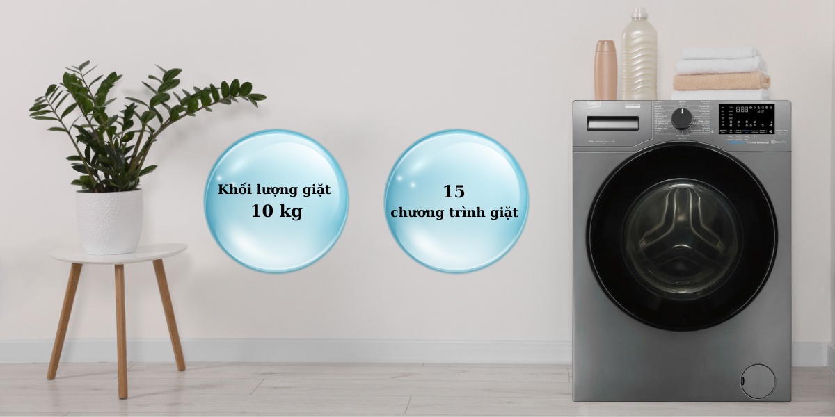 Khối lượng giặt 10kg, phù hợp gia đình đông người