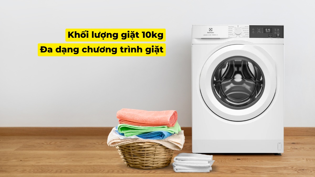 Máy có khối lượng giặt lớn, đa dạng chương trình giặt được tích hợp sẵn