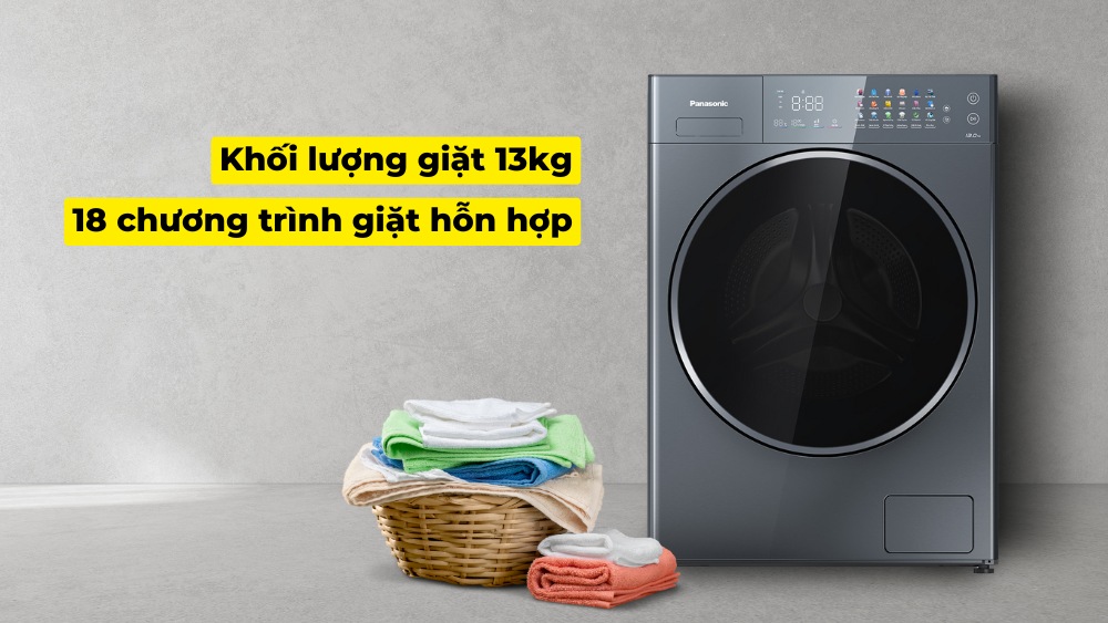 Khối lượng giặt lớn đi cùng 18 chương trình hỗn hợp