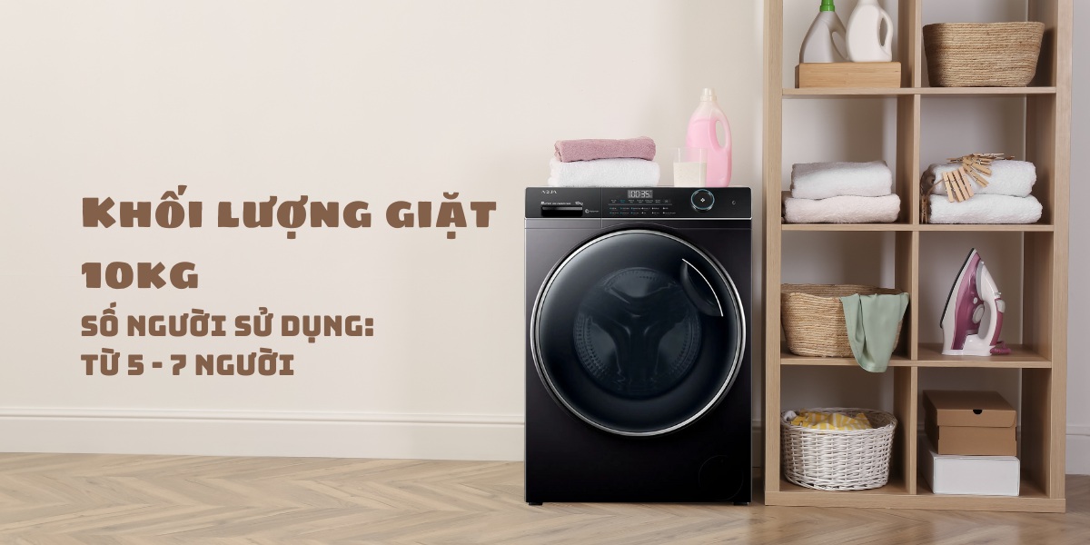 Số người sử dụng từ 5 - 7 người với khối lượng giặt 10kg