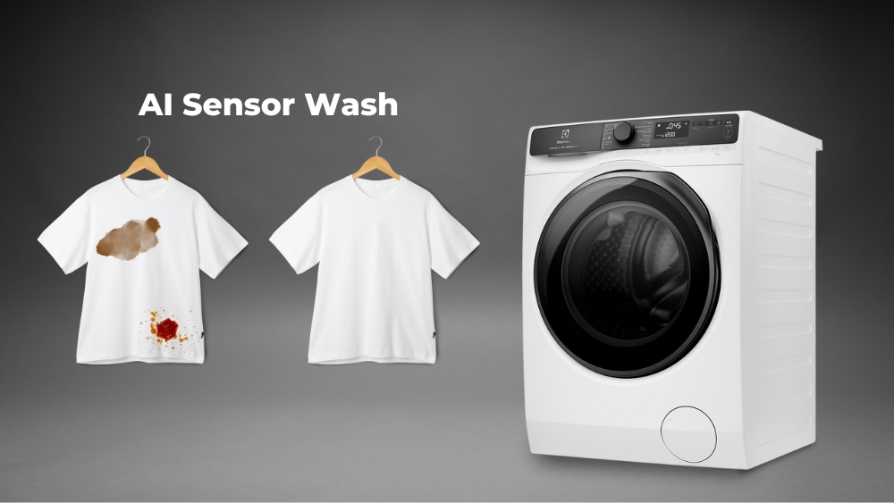 AI SensorWash hỗ trợ loại bỏ nhiều vết bẩn trên quần áo