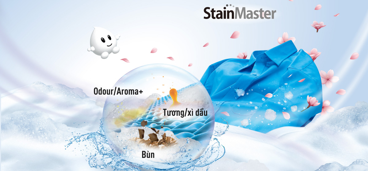 Công nghệ giặt chuyên biệt StainMaster loại bỏ vết bẩn cứng đầu hiệu quả